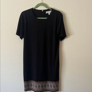 Michael Kors Chic Black Dress with Patterned Hem